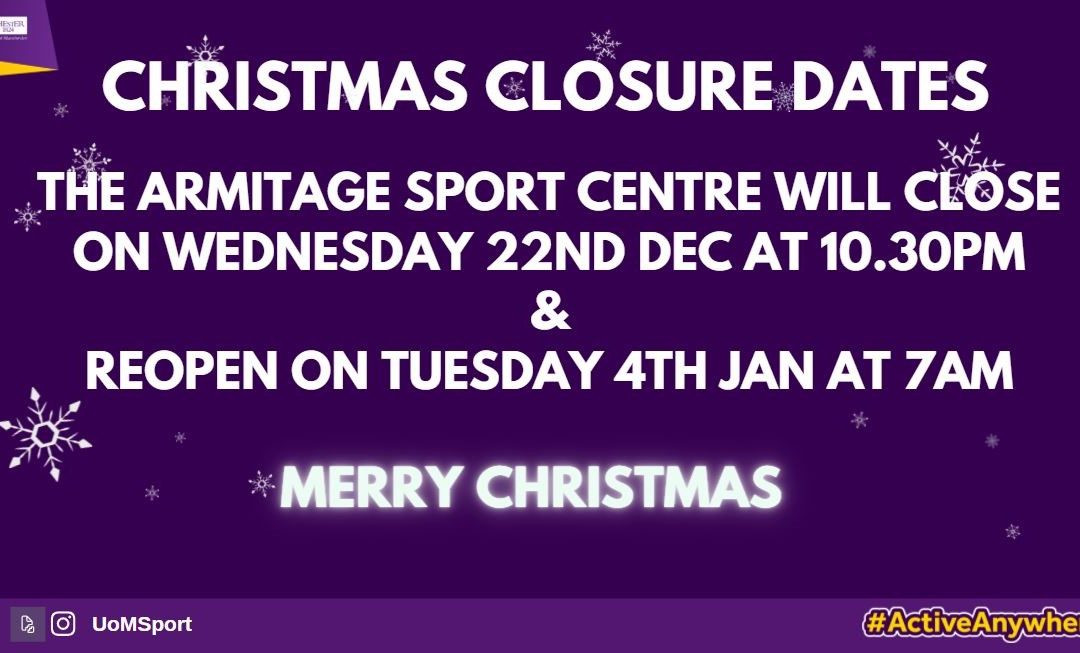 Armitage Sports Centre Christmas Closure